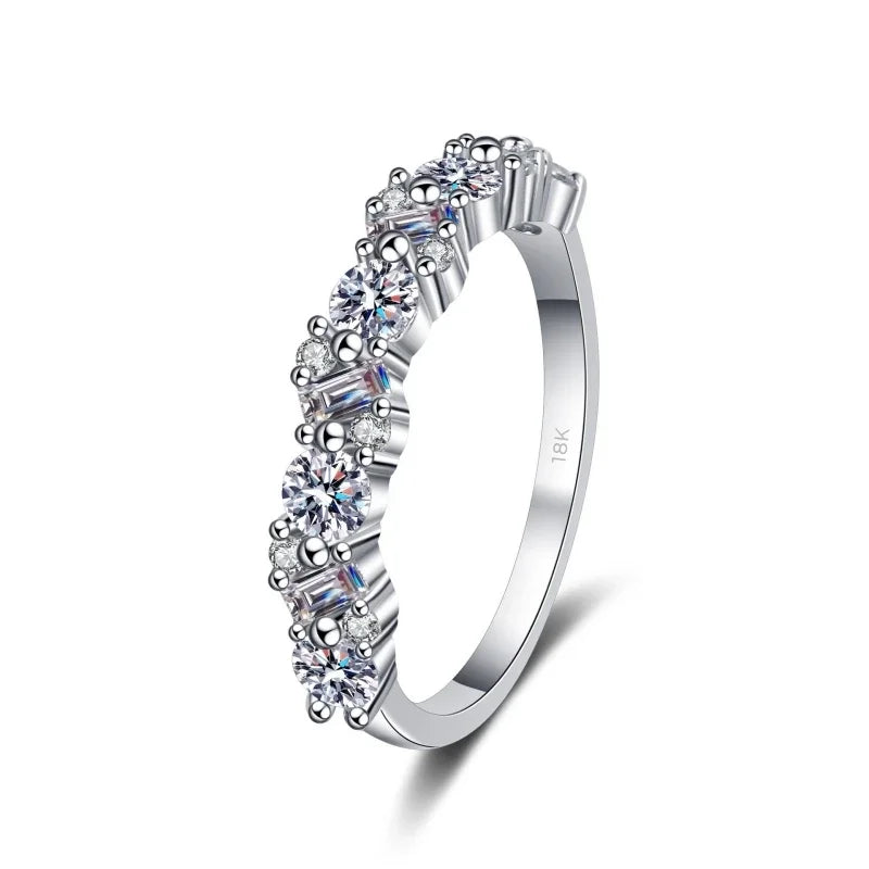 Girlfriend Valentine's Day 18K White Gold Wedding Band 0.9CT Moissanite Diamond PT950 Platinum Women Birthday Gift Rings Jewelry