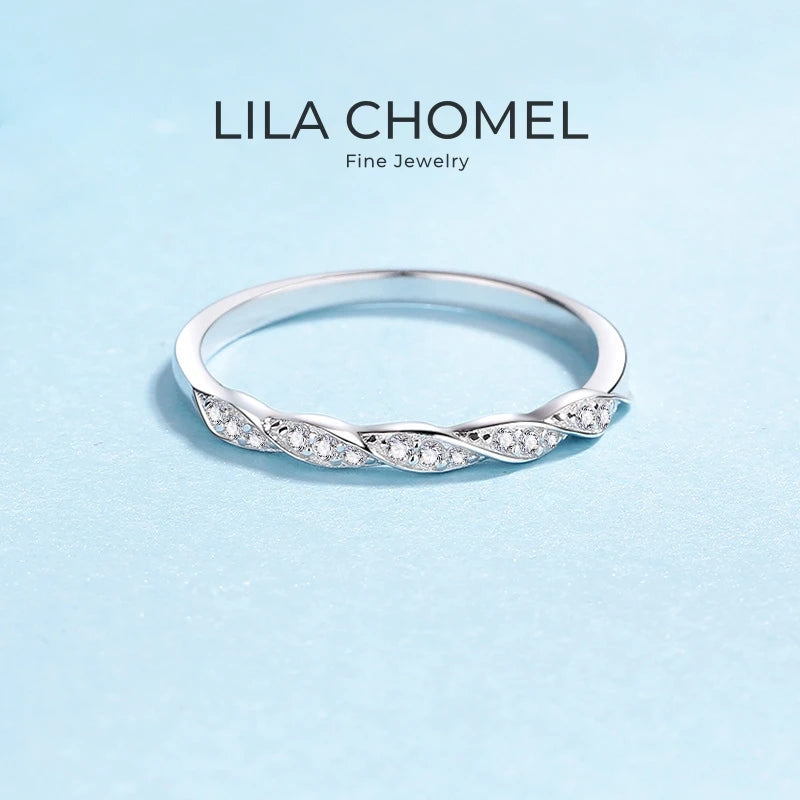 Daughter Ripple PT950 Platinum Starry Sky Women Rings 0.12ct Moissanite Diamond Tail Ring Girlfriend Birthday Gift Fine Jewelry