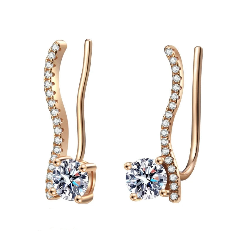 Lover Valentine's Day 18K Rose Gold Girl Stud Earrings Daughter Birthday Gift 1CT Moissanite Diamond Women Wedding Fine Jewelry