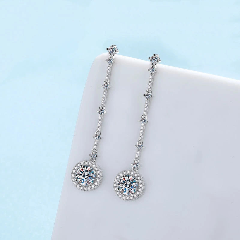 Girl Birthday Gift 18K White Gold Wedding Drop Earrings 2CT Moissanite Diamond Women Valentine's Day PT950 Platinum Fine Jewelry