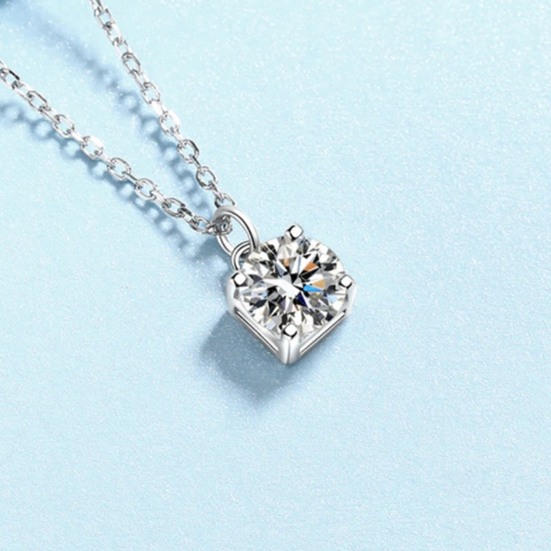 Girl Birthday Gift 18K White Gold Valentine's Necklaces 1CT Moissanite Diamond Daughter Adult's Day Women Wedding Fine Jewelry