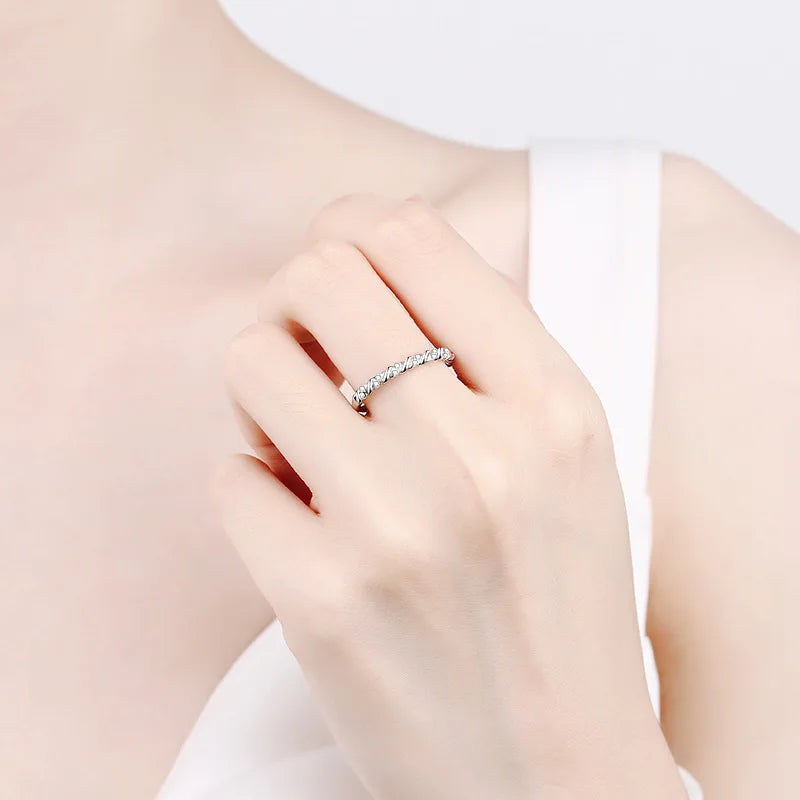 Daughter Ripple PT950 Platinum Starry Sky Women Rings 0.12ct Moissanite Diamond Tail Ring Girlfriend Birthday Gift Fine Jewelry