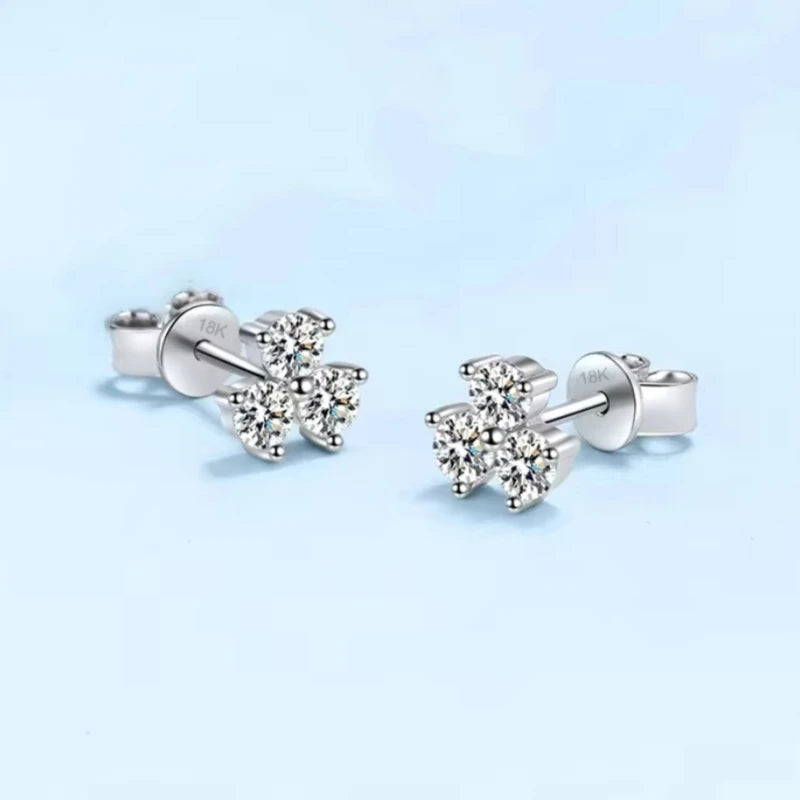 Daughter 18K White Gold Earplug Stud Earrings Women 0.6CT Moissanite Diamond Girl Valentine's Day PT950 Platinum Birthday Gift