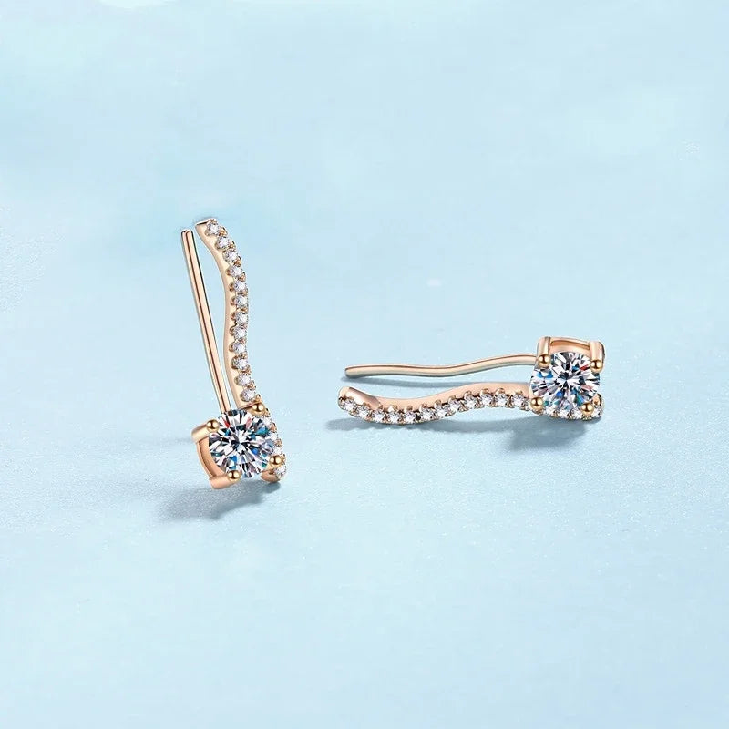 Lover Valentine's Day 18K Rose Gold Girl Stud Earrings Daughter Birthday Gift 1CT Moissanite Diamond Women Wedding Fine Jewelry