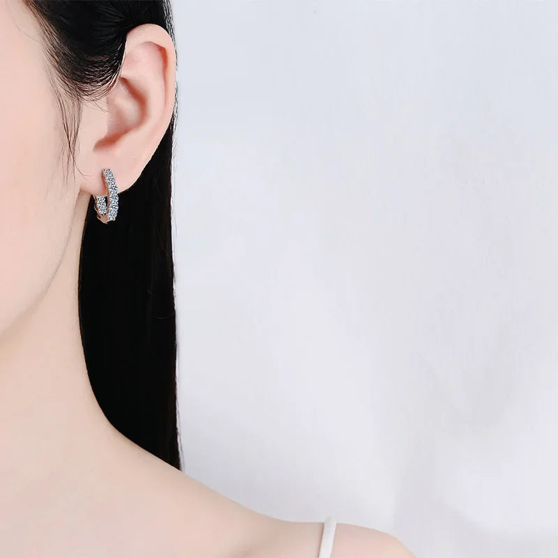 Wedding 18K White Gold Hoop Earrings for Women Engagement Fine Jewelry Girl 1.8Carat Moissanite Diamond Girlfriend Birthday Gift