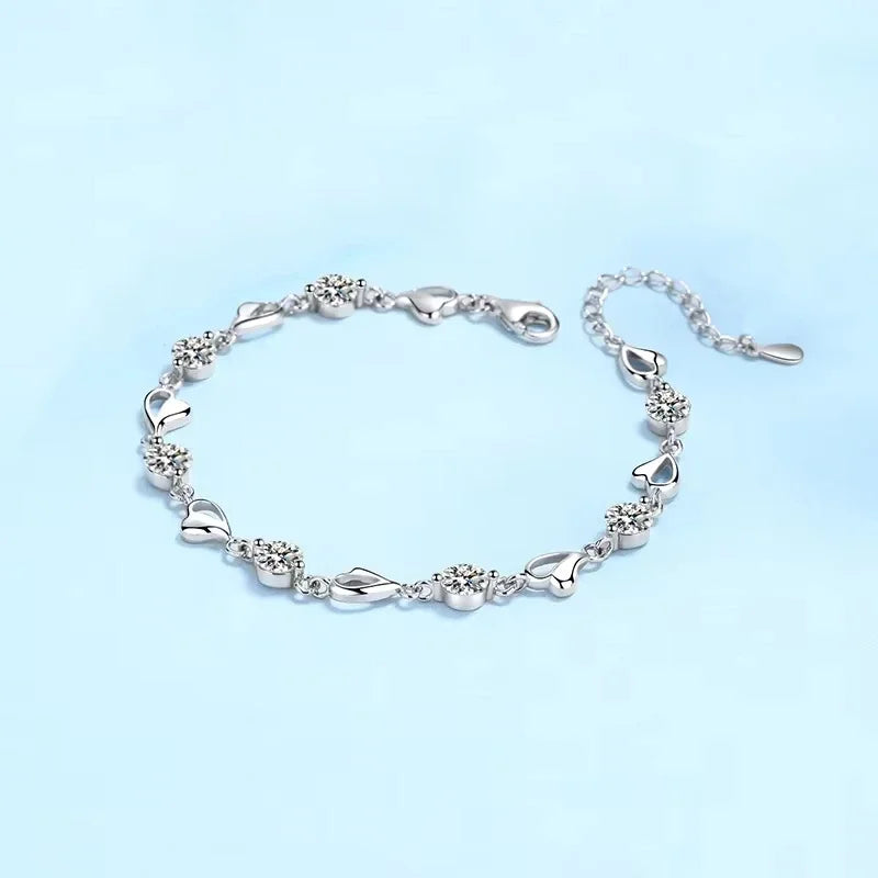 Pulseiras de platina PT950 para presente de aniversário de filha e namorada, dia dos namorados, 3,5 ct, diamante moissanite, joias finas para casamento