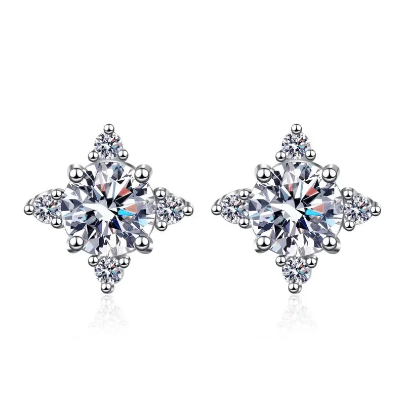 Girl Birthday Gift 18K White Gold Earplug Stud Earrings Women Wedding 1/0.5CT Moissanite Diamond PT950 Platinum Valentine's Day