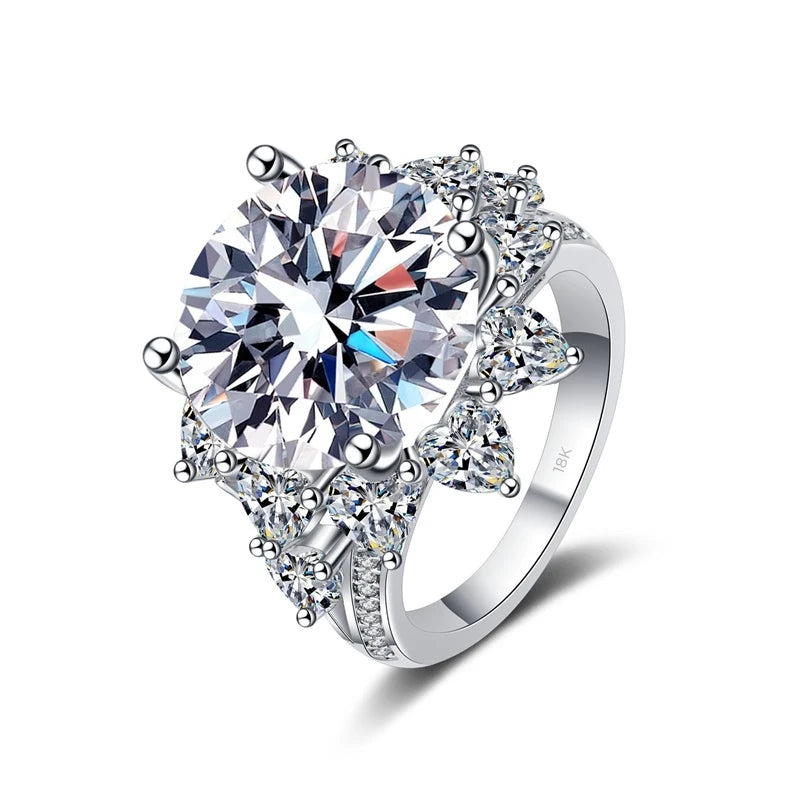 Fine Jewelry Sunflower 18K White Gold Women Wedding Bands 10CT VVS1 D Color Moissanite Diamond Girl Birthday Gift Party Daughter