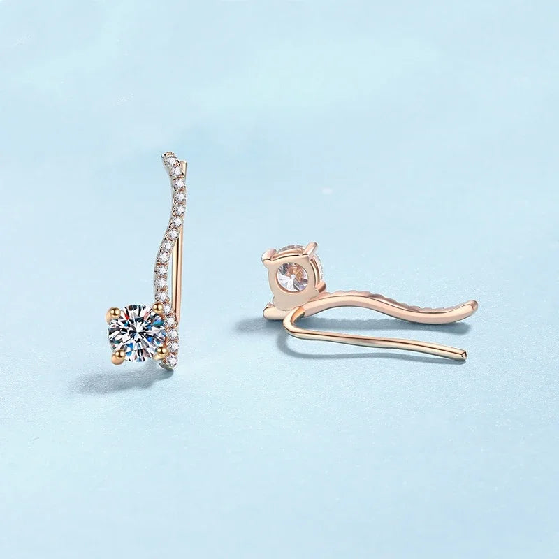 Lover Valentine's Day 18K Rose Gold Girl Stud Earrings Daughter Birthday Gift 1CT Moissanite Diamond Women Wedding Fine Jewelry