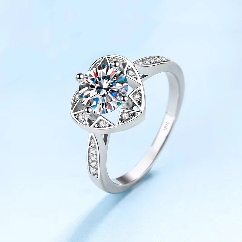 Lover Engagement 18K White Gold Wedding Band Women 1CT Moissanite Diamond Valentine's Day PT950 Platinum Girl Birthday Gift Lady
