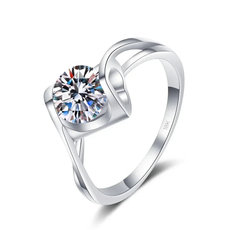 Girl Birthday Gift 18K White Gold Women Wedding Band Moissanite Diamond VVS D Color 0.5/1CT Valentine's Day PT950 Platinum Rings