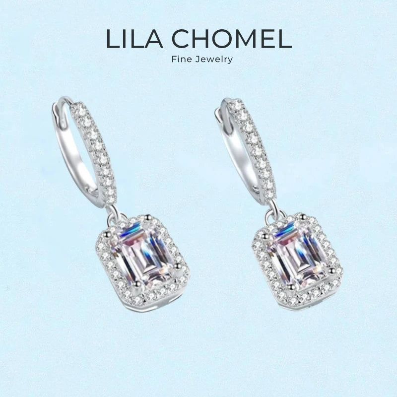 Girl Valentine's Day 18K White Gold Women Birthday Gift 1/2CT Moissanite Diamond Drop Earrings PT950 Platinum Wedding Jewelry