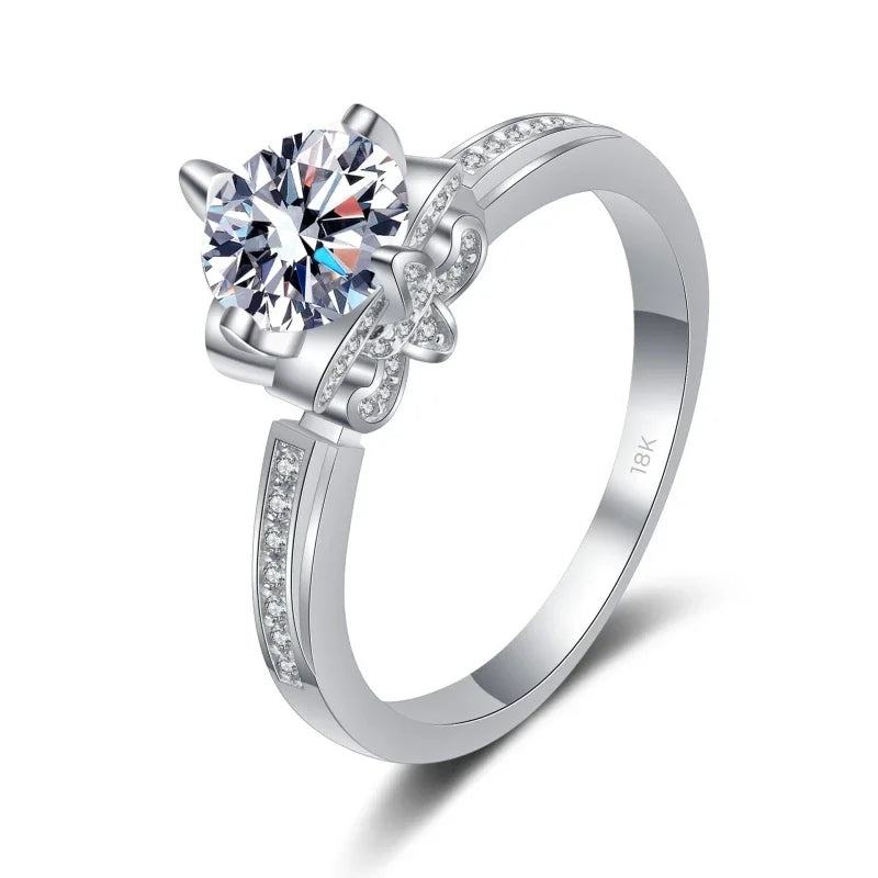 Lady wedding band 18K White Gold ring VVS1 D Color 1 Carat Women Moissanite Diamond Rings Engagement Best Gift for girl