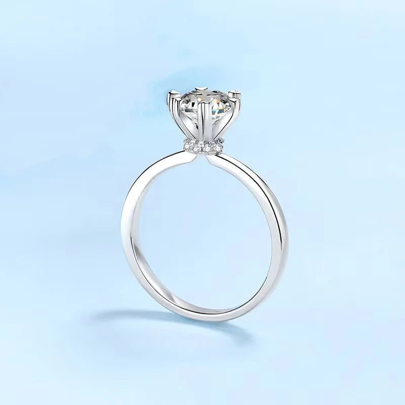 WOMEN Wedding Band PT950 Platinum Birthday Gift Rings Six pronged 1CT VVS1 D Color Moissanite Diamond Girlfriend Valentine's Day