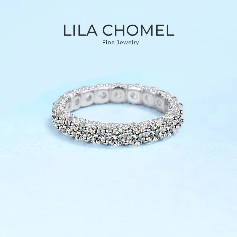 Women 18K White Gold Wedding Band 2.1CT Moissanite Diamond PT950 Platinum Girlfriend Birthday Gift Rings Valentine's Day Jewelry