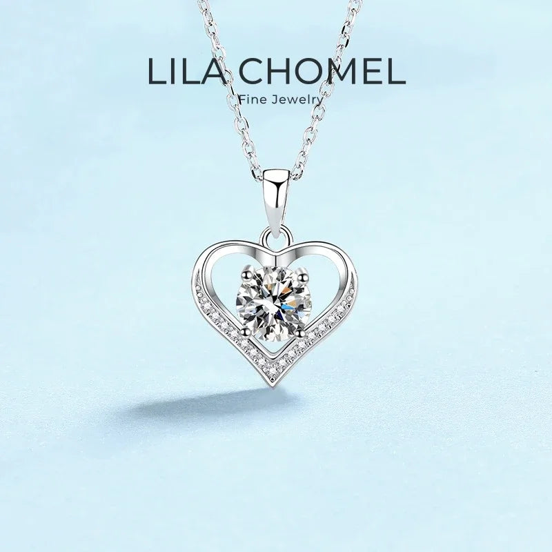 Valentine's Day 18K White Gold Women Wedding Necklaces 1CT Moissanite Diamond Girl Pendant PT950 Platinum Daughter Birthday Gift