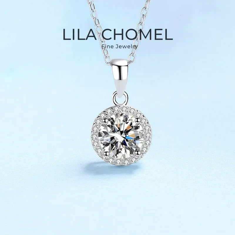 Women Valentine's Day 18K White Gold Wedding Girl Necklaces 1CT Moissanite Diamond Pendant PT950 Platinum Daughter Birthday Gift