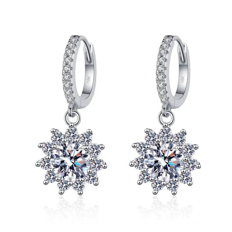 Women Birthday Gift 18K White Gold Drop Earrings 0.5/1CT Moissanite Diamond Girl Valentine's Day PT950 Platinum Fine Jewelry ins