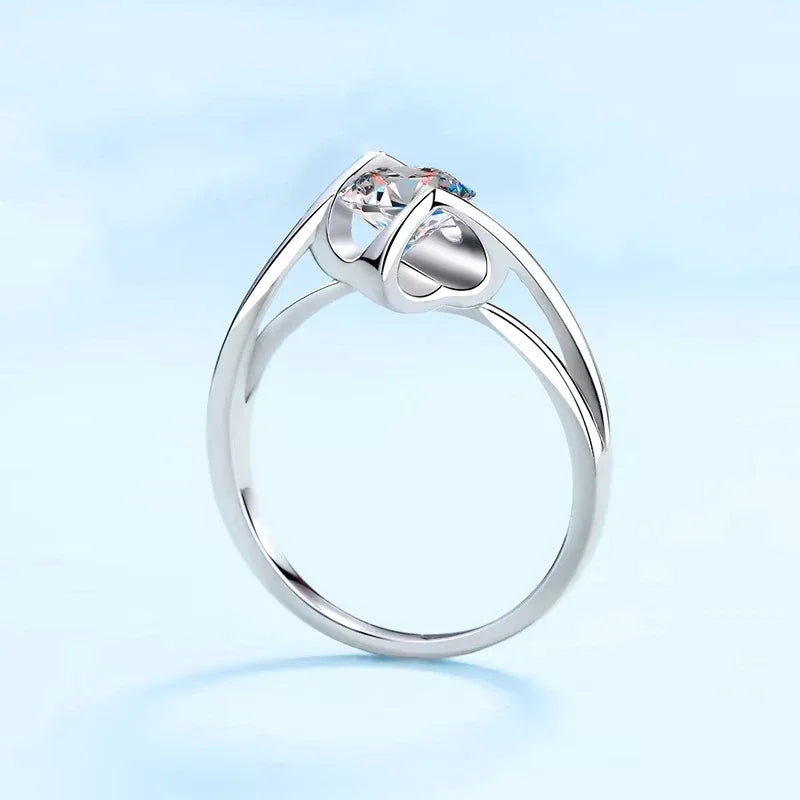 Girl Birthday Gift 18K White Gold Women Wedding Band Moissanite Diamond VVS D Color 0.5/1CT Valentine's Day PT950 Platinum Rings