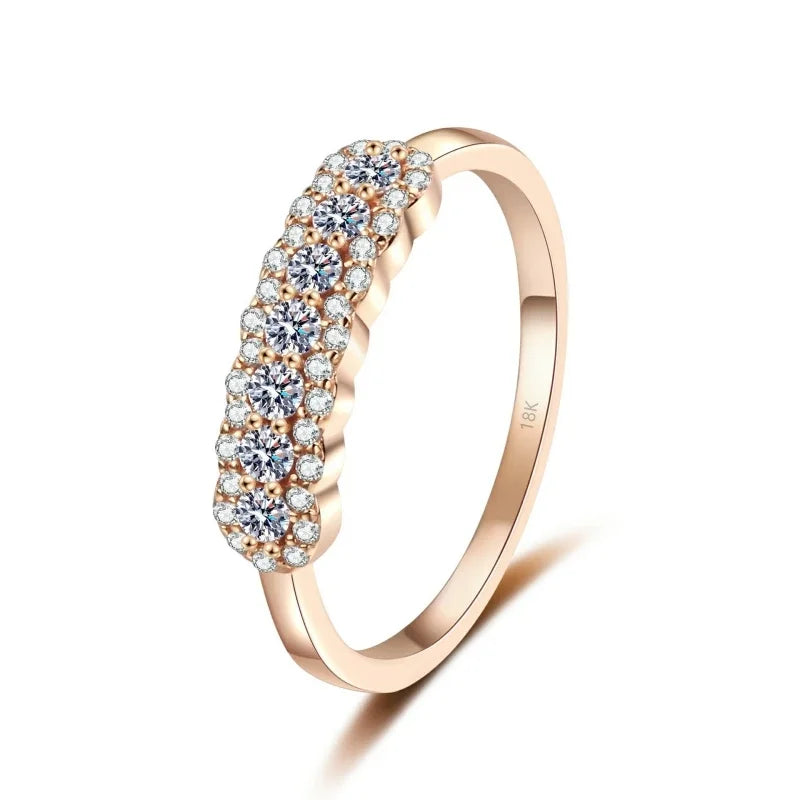 Women Wedding Band 18K Rose Gold Valentine's Day Rings Moissanite Diamond 0.37CT Engagement Girlfriend Birthday Gift Anniversary