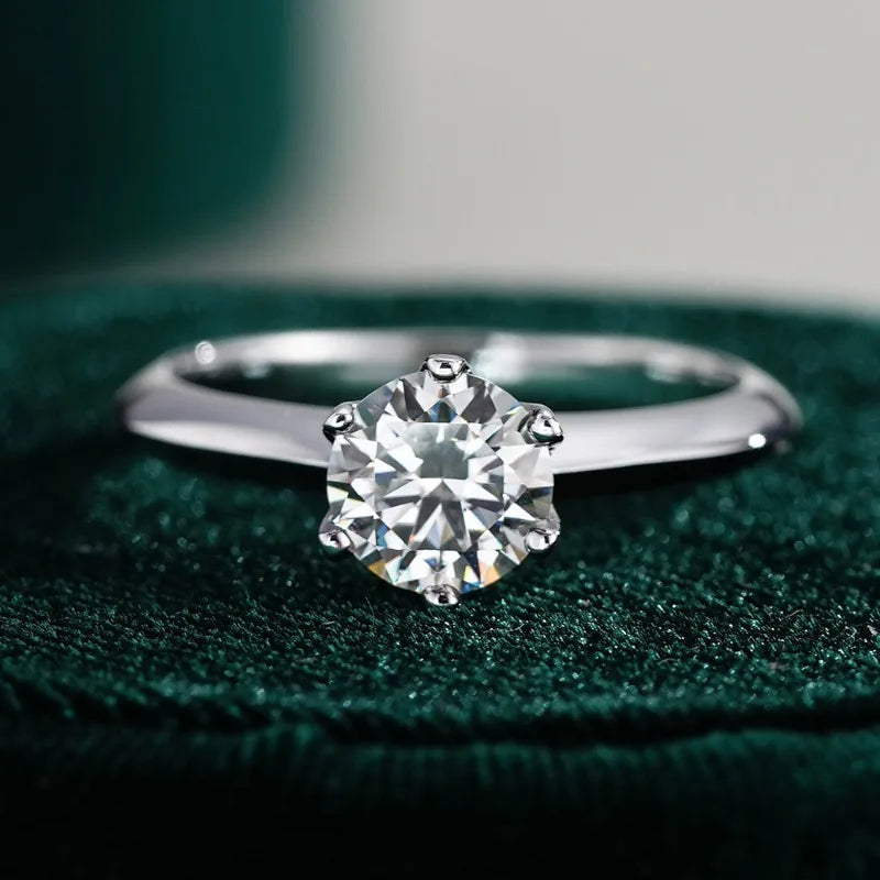 18K White Gold Wedding Band Moissanite Diamond Rings Girl Valentine's Day Women Engagement 0.5/1/2CT VVS1 D Color PT950 Platinum