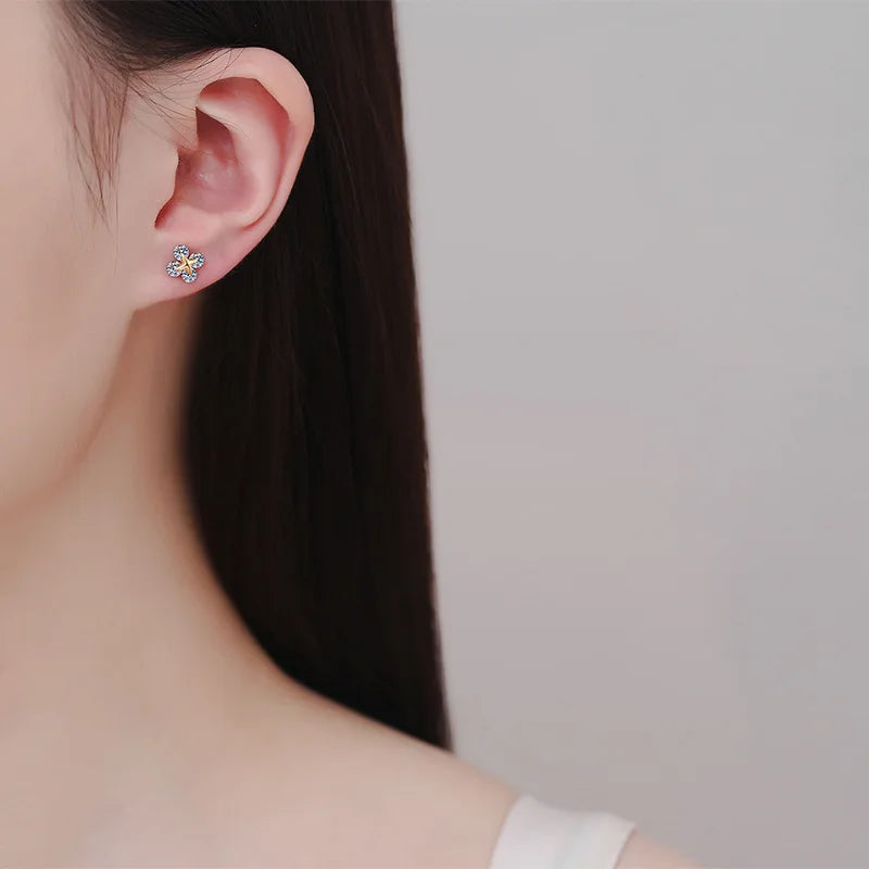Birthday Gift 18K Rose Gold Earplug Stud Earrings Girl 0.8CT Moissanite Diamond Women Valentine's Day Daughter Fine Jewelry Lady