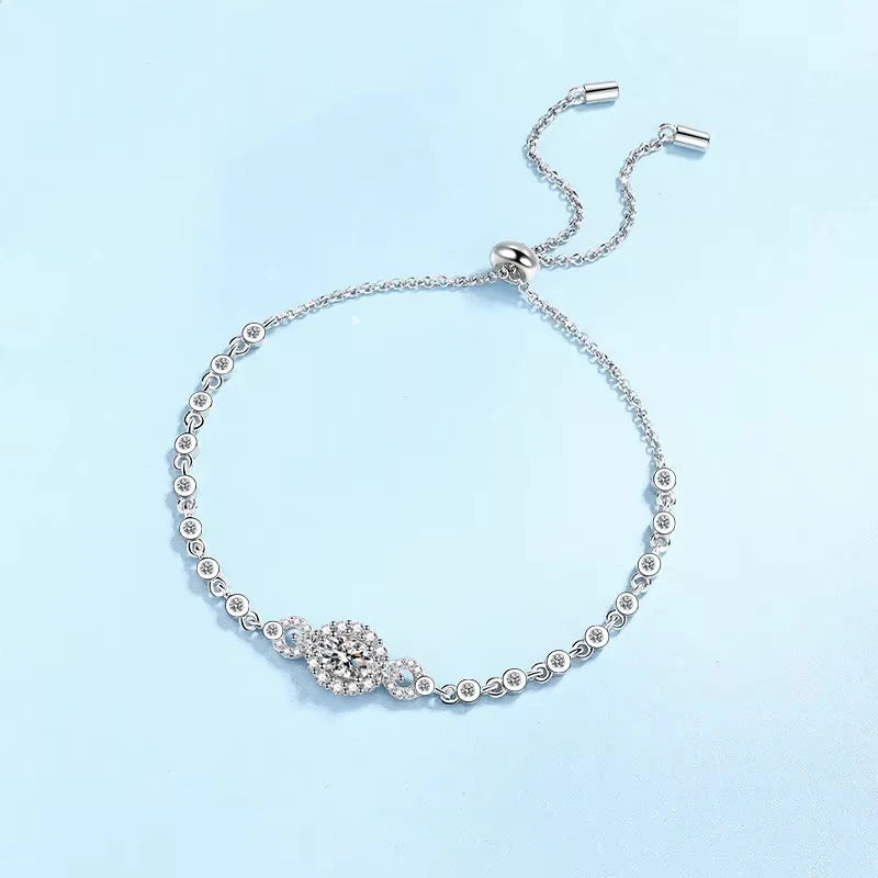 Engagement 18K White Gold Oval Bracelets Women's Birthday Gift Royal 0.5ct Moissanite Diamond Girl Wedding Fine Jewelry Daughter