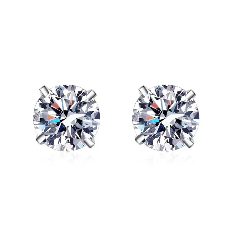 Girl Birthday Gift 18K White Gold Engagement Stud Earrings 1/2CT Moissanite Diamond Wedding Fine Jewelry Women Valentine's Day