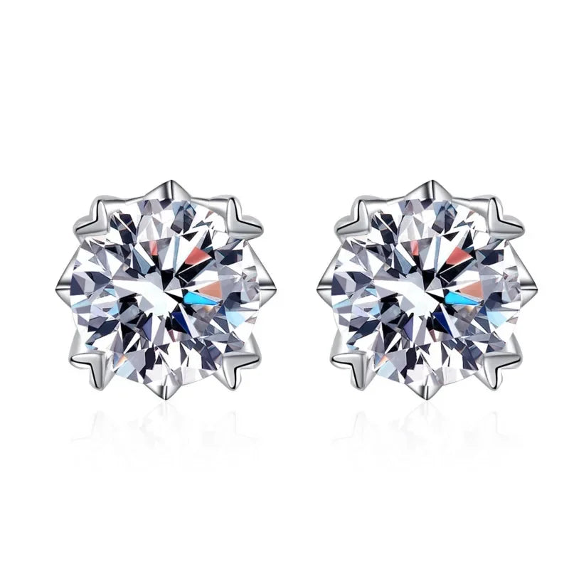 Women Engagement 18K White Gold Wedding Screw Stud Earrings 0.5/1CT VVS1 D Color Moissanite Diamond Girl Birthday Gift Daughter