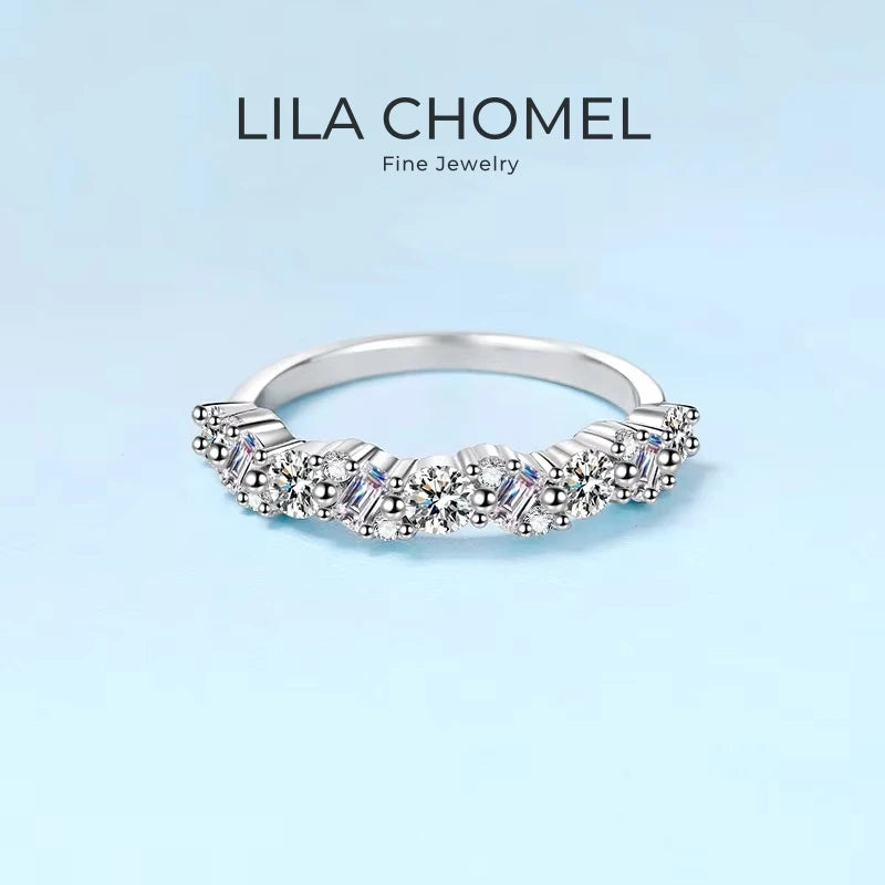 Girlfriend Valentine's Day 18K White Gold Wedding Band 0.9CT Moissanite Diamond PT950 Platinum Women Birthday Gift Rings Jewelry