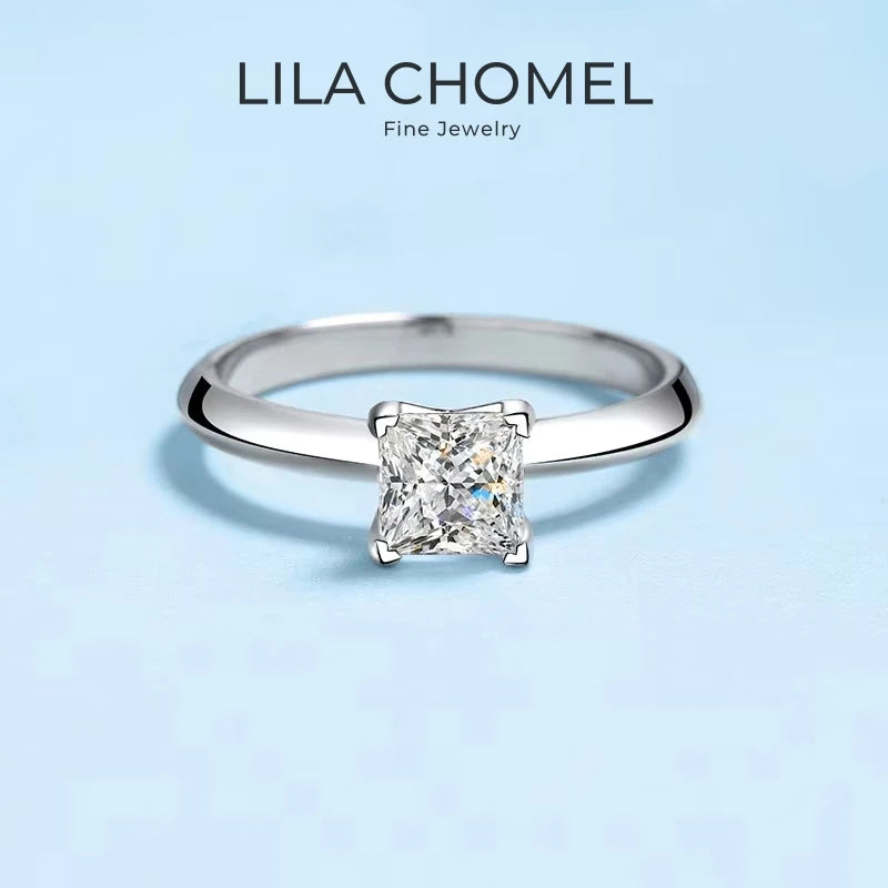 Engagement Women 18K White Gold Wedding Band 1/2CT Moissanite Diamond Girl Birthday Gift PT950 Platinum Valentine's Day Rings