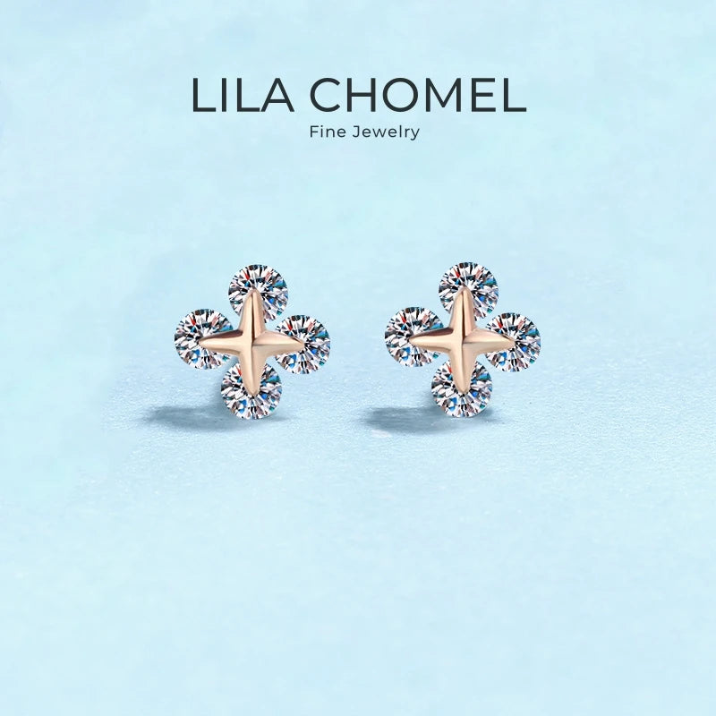 Birthday Gift 18K Rose Gold Earplug Stud Earrings Girl 0.8CT Moissanite Diamond Women Valentine's Day Daughter Fine Jewelry Lady