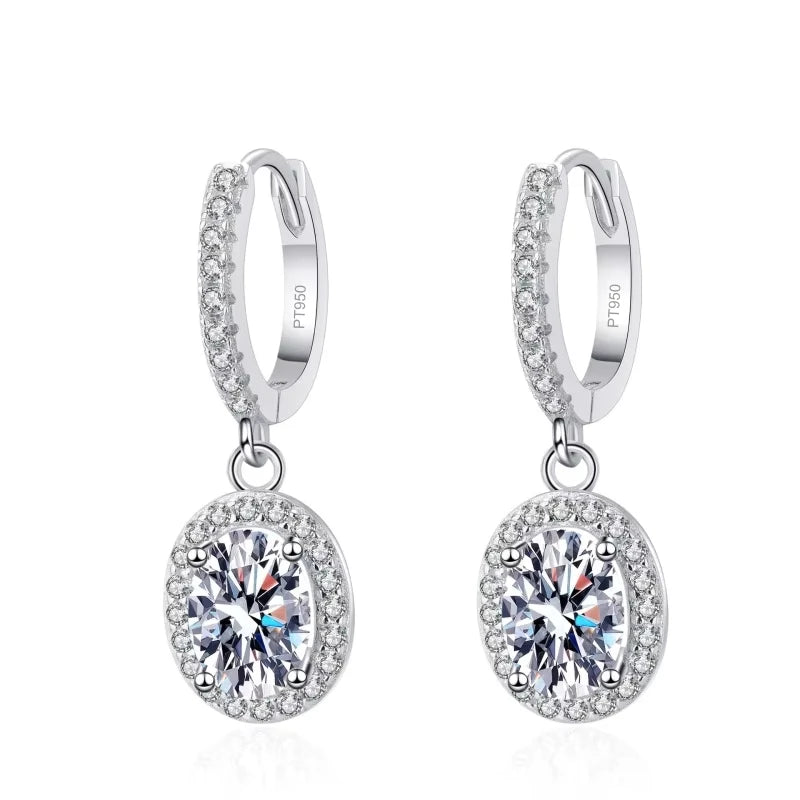 Engagement PT950 Platinum Drop Earrings Women Wedding 1/2CT Moissanite Diamond Valentine's Day Girl Birthday Gift Fine Jewelry