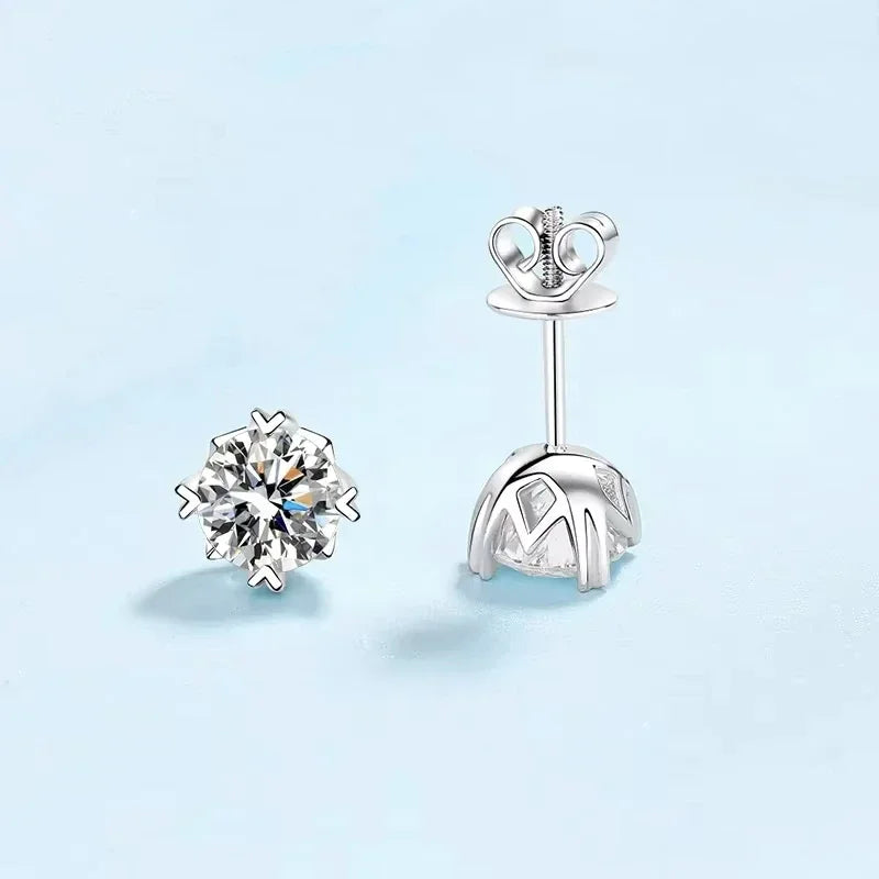 Women Valentine's Day 18K White Gold Wedding Stud Earrings 0.5/1/2CT Moissanite Diamond PT950 Platinum Girl Birthday Gift Party
