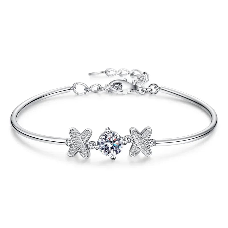 Daughter Birthday Gift 18K White Gold Bracelets 1CT Moissanite Diamond Girlfriend Valentine's Day Women PT950 Platinum Wedding