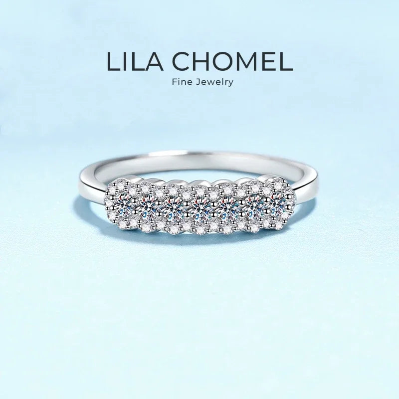 Girl Birthday Gift Platinum PT950 Rings Women Wedding Band 0.37CT Moissanite Diamond Daughter Engagement Jewelry Valentine's Day