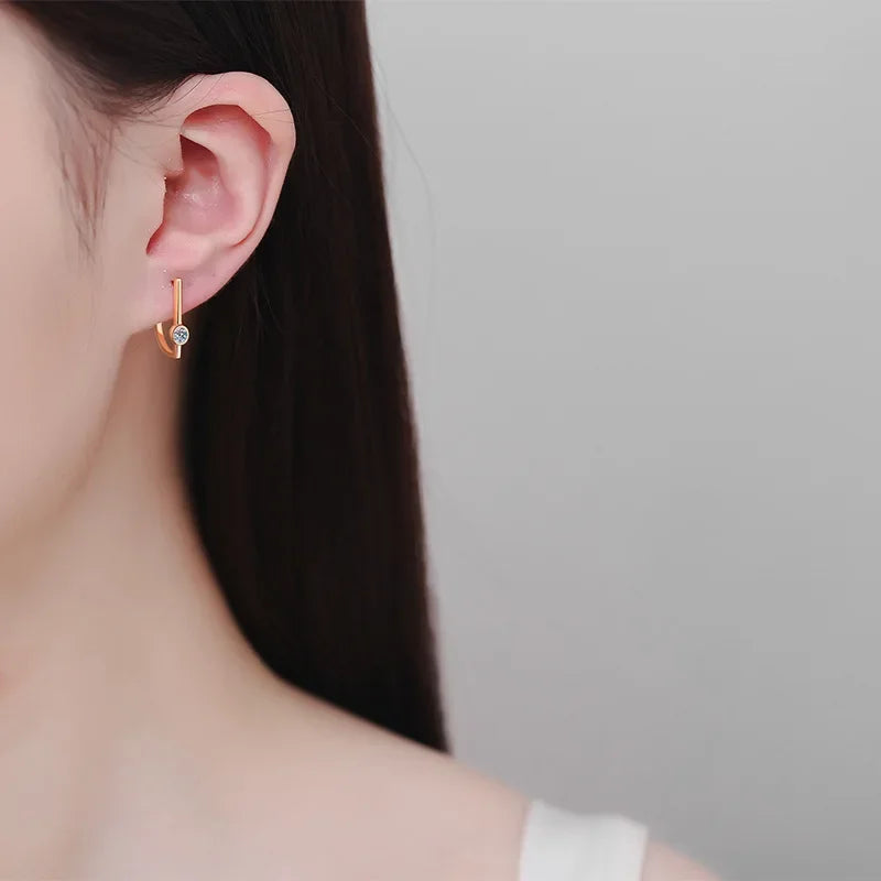 Girlfriend Birthday Gift 18K Rose Gold Earplug Stud Earrings Women Wedding 0.2CT Moissanite Diamond Valentine's Day Fine Jewelry
