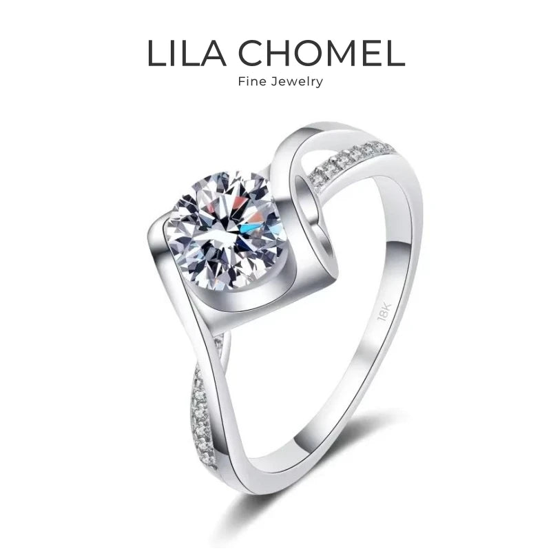 Women Engagement 18K White Gold Lady Wedding Band 1CT Moissanite Diamond Girl Birthday Gift PT950 Platinum Valentine's Day Rings