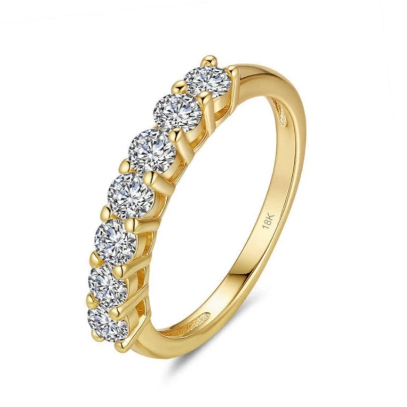 Lover Valentine's Day 18K Gold Christmas Rings 0.7CT Moissanite Diamond Women Wedding Band Girlfriend Birthday Gift Fine Jewelry