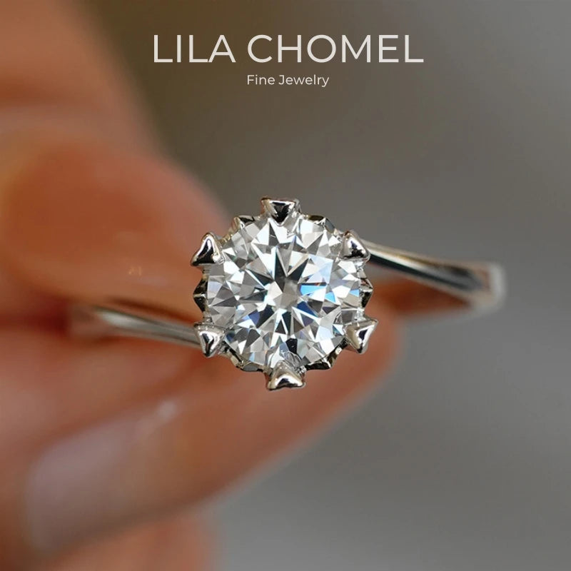 Women Engagement 18K White Gold Wedding Band 1/2CT Moissanite Diamond Girl Birthday Gift PT950 Platinum Valentine's Day Rings