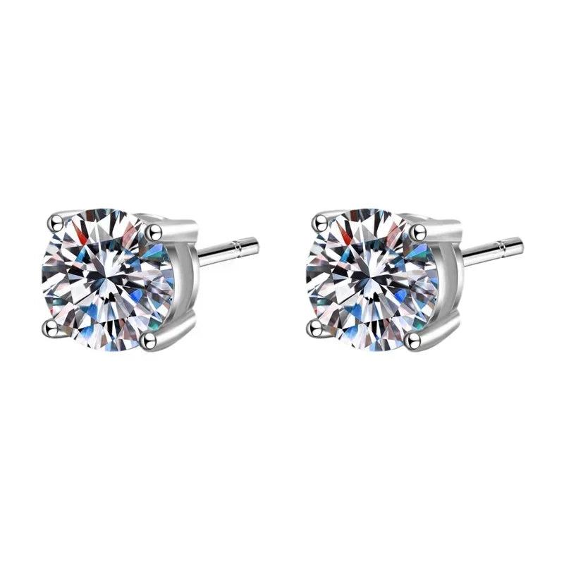 WOMEN 18K White Gold Wedding Stud Earrings 0.3/0.5/0.8/1CT Moissanite Diamond Girl Birthday Gift PT950 Platinum Valentine's Day