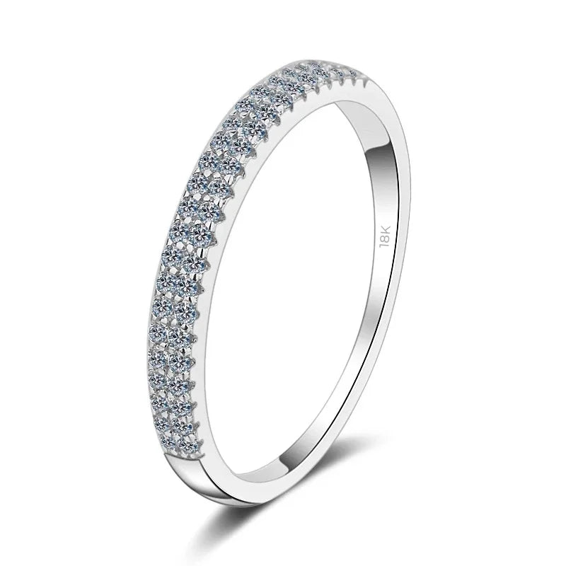 Birthday Gift 18K White Gold Girl Valentine's Day 0.23CT Moissanite Diamond Womens Wedding Band Fine Jewelry Engagement Rings