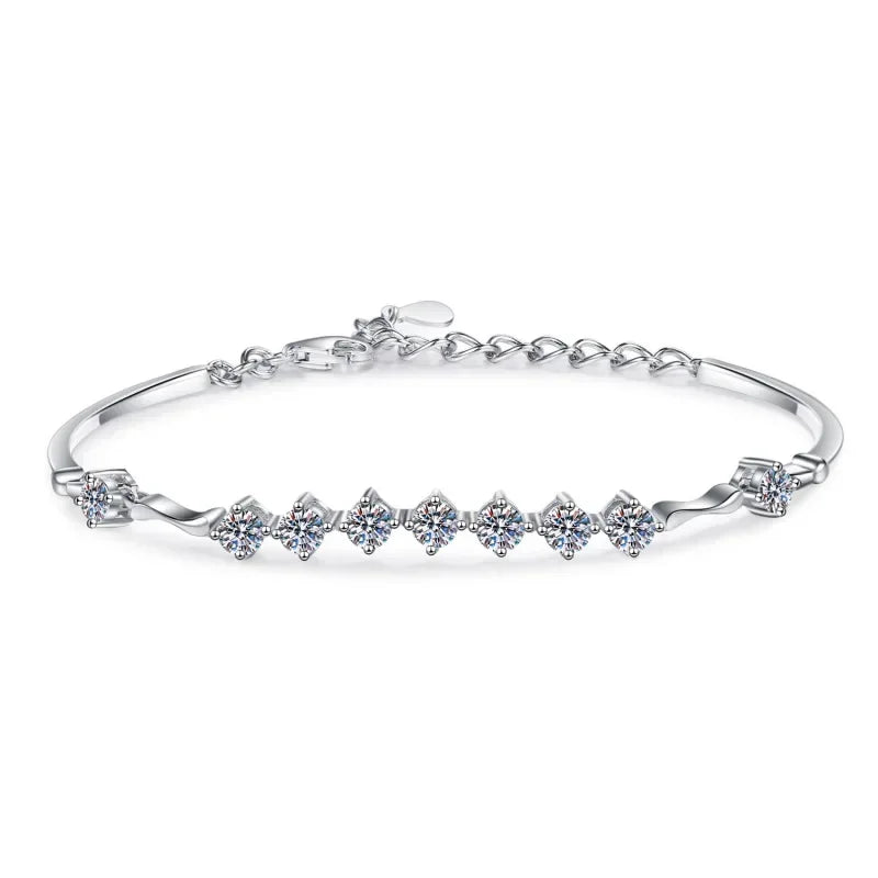 Wedding Jewelry 18K White Gold Bracelets Girlfriend Birthday Gift 1.35CT Moissanite Diamond PT950 Platinum Women Valentine's Day