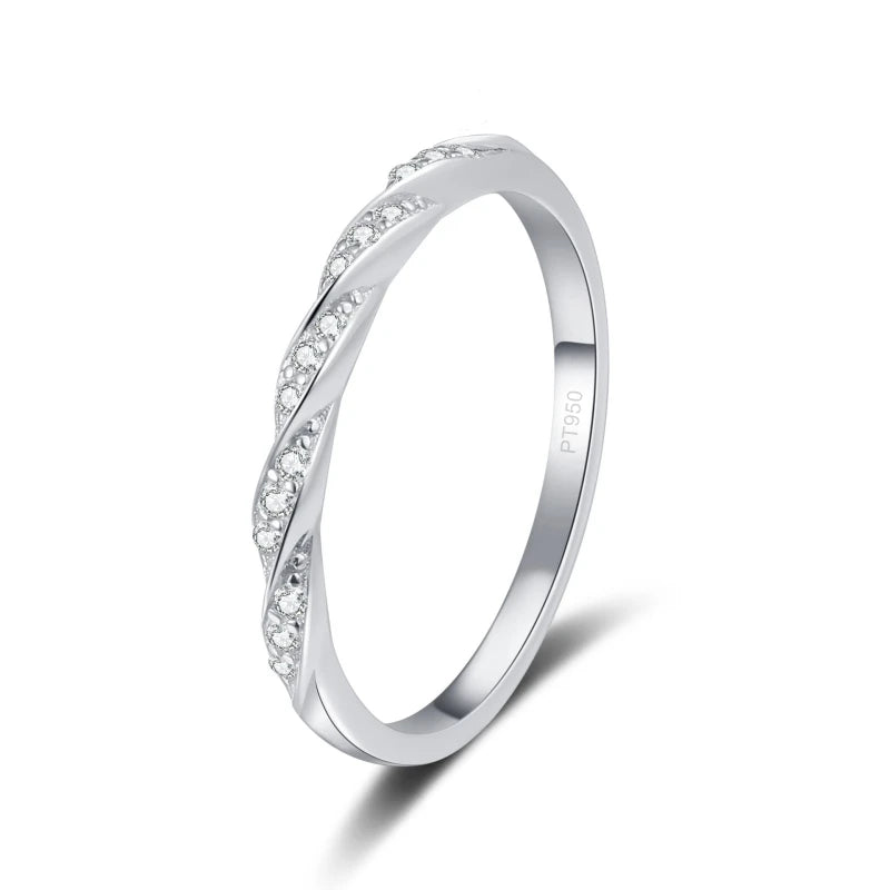 Daughter Ripple PT950 Platinum Starry Sky Women Rings 0.12ct Moissanite Diamond Tail Ring Girlfriend Birthday Gift Fine Jewelry