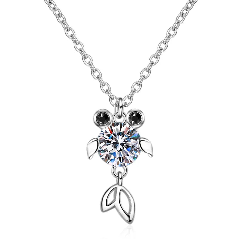 Luxury Platinum Pt950 cute fish Pendant for Women designer Moissanite Diamond Necklace birthday party Fine Jewelry girls Gift