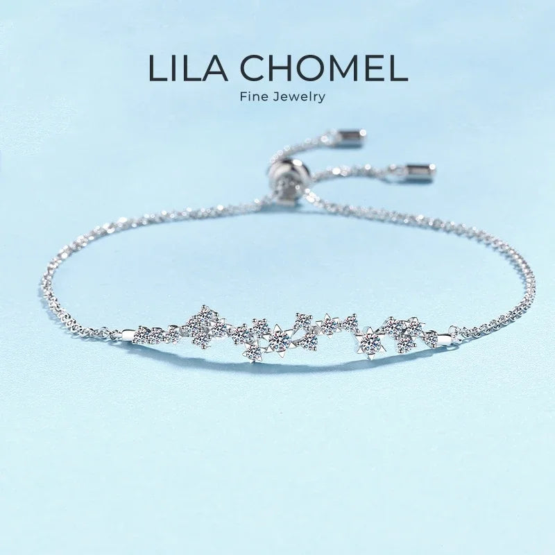 Pulseiras femininas de ouro branco 18K para o Dia dos Namorados, 0,58 ct, diamante moissanita, presente de aniversário para filha, joias finas de platina PT950