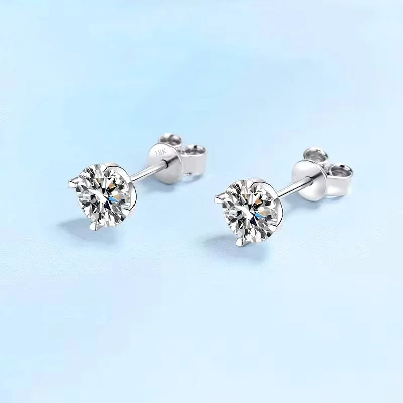 Girl Birthday Gift 18K White Gold Engagement Stud Earrings 1/2CT Moissanite Diamond Wedding Fine Jewelry Women Valentine's Day