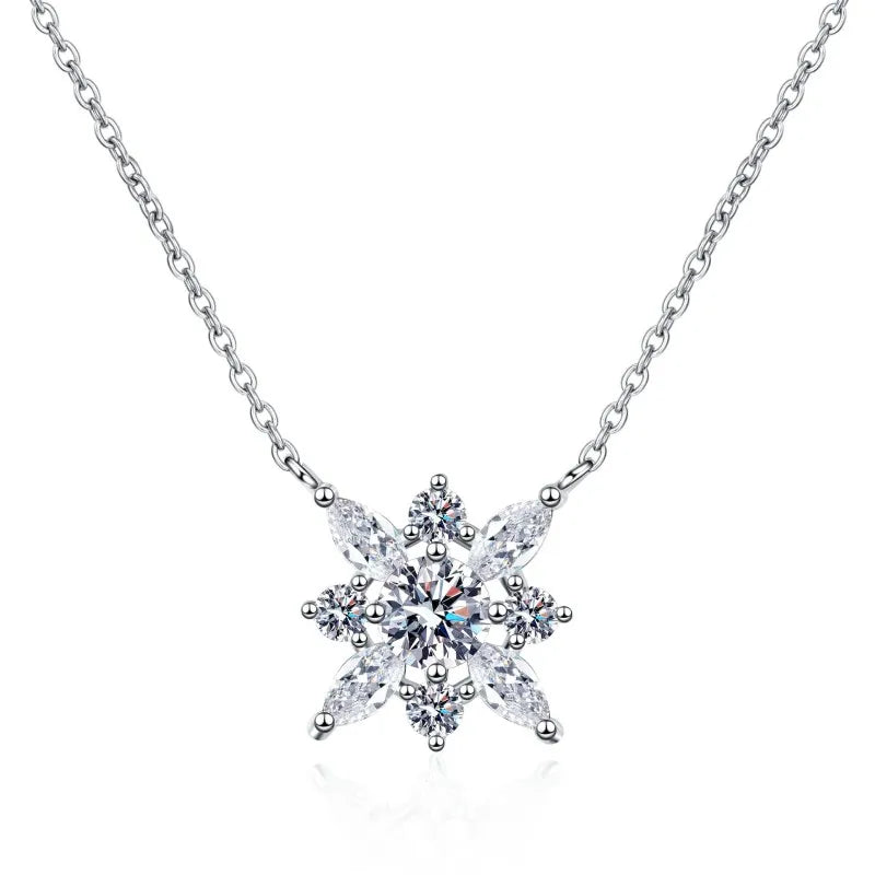 Luxury Temperame Platinum PT950 Necklace GRA Certified Moissanite Dcolor Diamond Snowflake Commuter Pendant Clavicle Chain ladys
