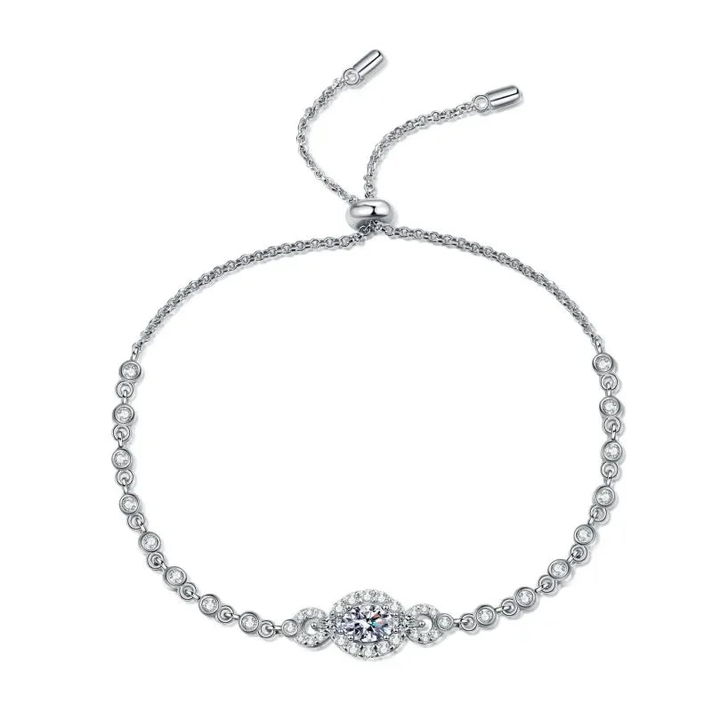 Engagement 18K White Gold Oval Bracelets Women's Birthday Gift Royal 0.5ct Moissanite Diamond Girl Wedding Fine Jewelry Daughter