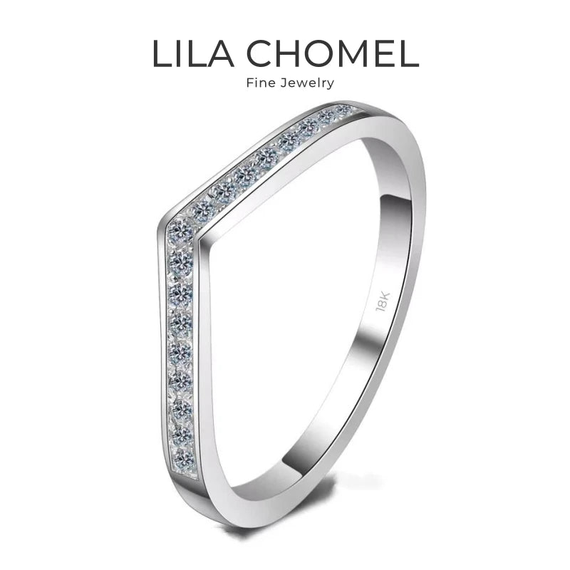 WOMEN Engagement Rings 18K White Gold Wedding Band Moissanite Diamond 0.14CT Girl Valentine's Day PT950 Platinum Birthday Gift